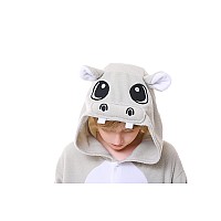 Canasour Hippo Onesie Kids Animal Halloween Cosplay Costume For 5T Girls Unisex Outfuit One Piece Hooded Soft Pajamas Grey Party