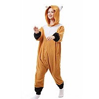 Canasour Fox Onesie Halloween Kids Cosplay Costume Girls Animal Unisex Outfuit One Piece Hooded Farm Soft Pajamas Brown Party 5T