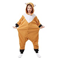 Canasour Fox Onesie Halloween Kids Cosplay Costume Girls Animal Unisex Outfuit One Piece Hooded Farm Soft Pajamas Brown Party 5T