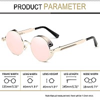 Joopin Mirrored Pink Sunglasses Round Hippie Steampunk Circle Shades For Women Men Halloween Costume Sun Glasses Polarized Uv400