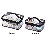 Louise Maelys Portable Clear Makeup Bag Zipper Waterproof Transparent Travel Storage Pouch Cosmetic Toiletry Bag With Handle