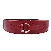 Teeyee Red Leather Belts Elastic Renaissance Waist Stretch Retro Halloween Belt Vintage Fashion Medieval Fashion Hook Belt Large