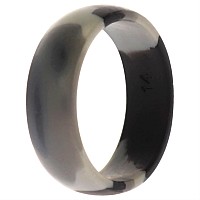 ROQ Men's Black Camo Silicone Wedding Ring, Size 14, 8mm