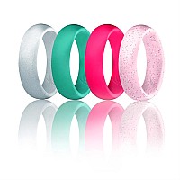 ROQ Women's Silicone Wedding Ring 4 Pack - Size 7, Glitter