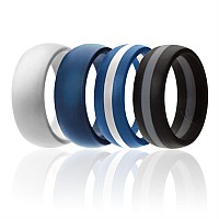 ROQ Silicone Wedding Ring for Men - 4 Pack, Size 16, Multi