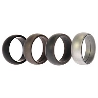 ROQ Silicone Wedding Ring for Men, Size 9, 4 Pack, Black