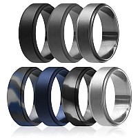 ROQ Men's Silicone Wedding Ring, 8mm, Size 7, 7