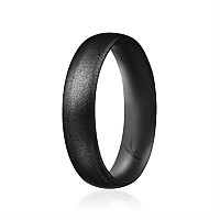 ROQ Silicone Rubber Wedding Ring, Metal Black, Size 11