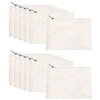 12 Pack Blank Canvas Zipper Pouch Bulk, Makeup Bag Pencil Case for Cosmetic & DIY Crafts (6 x 8 in)