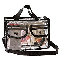 Clear Makeup Organizer Cosmetic Bag 10 Inch X 7 Inch X 4 Inch Sturdy Zipper And 4 External Pockets With Adjustable Strap