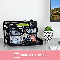 Clear Makeup Organizer Cosmetic Bag 10 Inch X 7 Inch X 4 Inch Sturdy Zipper And 4 External Pockets With Adjustable Strap