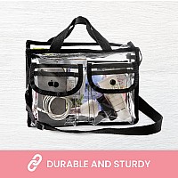 Clear Makeup Organizer Cosmetic Bag 10 Inch X 7 Inch X 4 Inch Sturdy Zipper And 4 External Pockets With Adjustable Strap