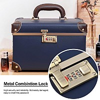 Urecity Portable Retro Leather Makeup Train Case Cosmetic Organizer Case Leather Storage Box With Combination Lock 125 Retro