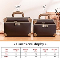 Urecity Portable Retro Leather Makeup Train Case Cosmetic Organizer Case Leather Storage Box With Combination Lock 125 Black