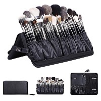 Rownyeon Professional Makeup Brushes Organizer Bag Makeup Artist Cosmetic Case Leather Handbag Black Travel Portableonly Bag