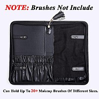 Rownyeon Professional Makeup Brushes Organizer Bag Makeup Artist Cosmetic Case Leather Handbag Black Travel Portableonly Bag