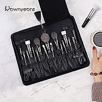 Rownyeon Professional Makeup Brushes Organizer Bag Makeup Artist Cosmetic Case Leather Handbag Black Travel Portableonly Bag