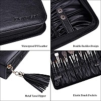 Rownyeon Professional Makeup Brushes Organizer Bag Makeup Artist Cosmetic Case Leather Handbag Black Travel Portableonly Bag