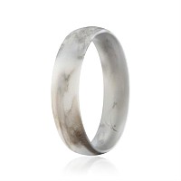 ROQ Marble Silicone Rubber Wedding Ring, Size 6, 6mm Wide