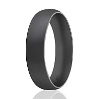 ROQ Marble Silicone Rubber Wedding Ring, Size 6, 6mm Wide