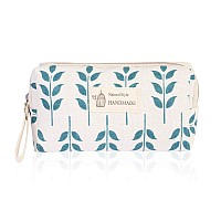 Riah Fashion Portable Travel Clutch Cosmetic Makeup Pouch Bag Toiletry Organizer Purse Wristlet Stripe Floral Plaid Cork R