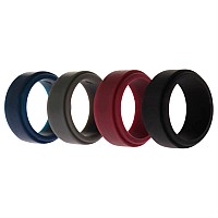 ROQ Men's Silicone Wedding Rings 4-Pack - Size 5, Multi-Color