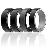 ROQ Men's Silicone Wedding Ring 8mm, Size 15, 4 Pack