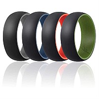 ROQ Silicone Rubber Wedding Ring Set for Men, Size 12, 4 Pack