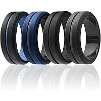 ROQ Silicone Rubber Wedding Ring Set for Men, Size 12, 4 Pack