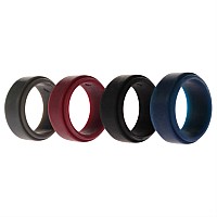 ROQ Bordeaux Silicone Wedding Ring Set - 4x4mm for Men