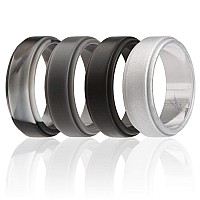 ROQ Silicone Wedding Ring Set for Men, 4 Pack - Size 6