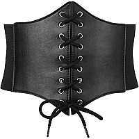 Suosdey Black Cinch Belts For Women Elastic Laceup Waspie Corset Costume Belts For Halloween And Festival