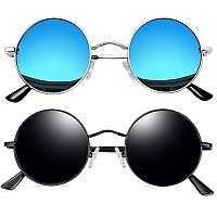 Joopin Round Sunglasses Steampunk Teashade Circle Sun Glasses Polarized Uv400 Halloween Costume Shades For Men Women Black Mi