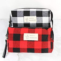 Riah Fashion Portable Travel Clutch Cosmetic Makeup Pouch Bag Toiletry Organizer Purse Wristlet Stripe Floral Plaid Cork R