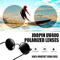 Joopin Round Sunglasses 2 Pack Small Circular Sun Glasses Polarized Uv400 Circle Shades For Men And Women Halloween Costume Bla