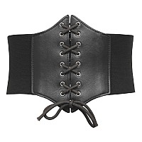 Grace Karin Laceup Cinch Plus Size Belt Tied Corset Elastic Waist Belt Festival Halloween3Xlblack