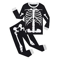 Dolphinfish Boys Halloween Pajamas Skeleton Glow In The Dark Clothes Sleepwear Style854Meizz 5T Black