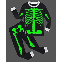 Dolphinfish Boys Halloween Pajamas Skeleton Glow In The Dark Clothes Sleepwear Style854Meizz 5T Black