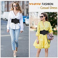 Whippy Womens Laceup Corset Elastic Waist Belt Tied Waspie Wide Belt For Women Halloween Costume Black L