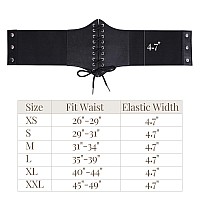 Whippy Womens Laceup Corset Elastic Waist Belt Tied Waspie Wide Belt For Women Halloween Costume Black L