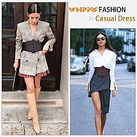 Whippy Womens Laceup Corset Elastic Waist Belt Tied Waspie Wide Belt For Women Halloween Costume Coffee L