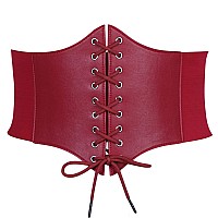 Whippy Womens Laceup Corset Elastic Waist Belt Tied Waspie Wide Belt For Women Halloween Costume Red Xxl