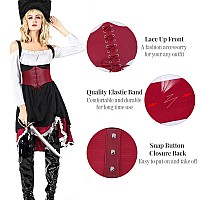 Whippy Womens Laceup Corset Elastic Waist Belt Tied Waspie Wide Belt For Women Halloween Costume Red Xxl