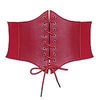 Suosdey Cinch Belts For Women Elastic Laceup Waspie Corset Costume Belts For Halloween And Festival Red Color