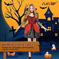 Suosdey Cinch Belts For Women Elastic Laceup Waspie Corset Costume Belts For Halloween And Festival Red Color