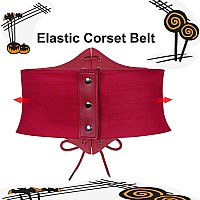 Suosdey Cinch Belts For Women Elastic Laceup Waspie Corset Costume Belts For Halloween And Festival Red Color