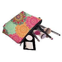 Deanfun Cosmetic Bag For Women Mandala Flowers Waterproof Makeup Bags Roomy Toiletry Pouch Travel Accessories Gifts 51560