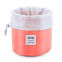 Euow Travel Cosmetic Bags Barrel Makeup Bagwomengirls Portable Foldable Cases Multifunctional Toiletry Bucket Bags Round Orga