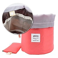 Euow Travel Cosmetic Bags Barrel Makeup Bagwomengirls Portable Foldable Cases Multifunctional Toiletry Bucket Bags Round Orga