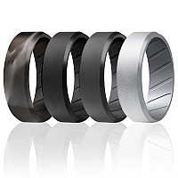 ROQ Silicone Rubber Wedding Ring Set, Comfort Fit, Size 16